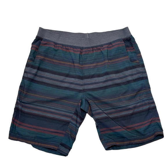 Men's PrAna XXL 2XL Swim Shorts Ground Speed Hybrid Striped Elastic Waist - Picture 3 of 11